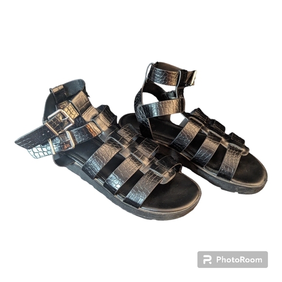 Aldo Glassy Platform Cage Sandal - Croc Embossed - Size 10 - Picture 2 of 11